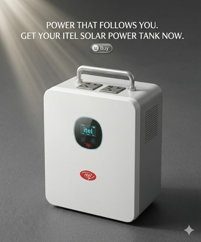 Itel Solar Power Tank portable solar power bank charging devices outdoors